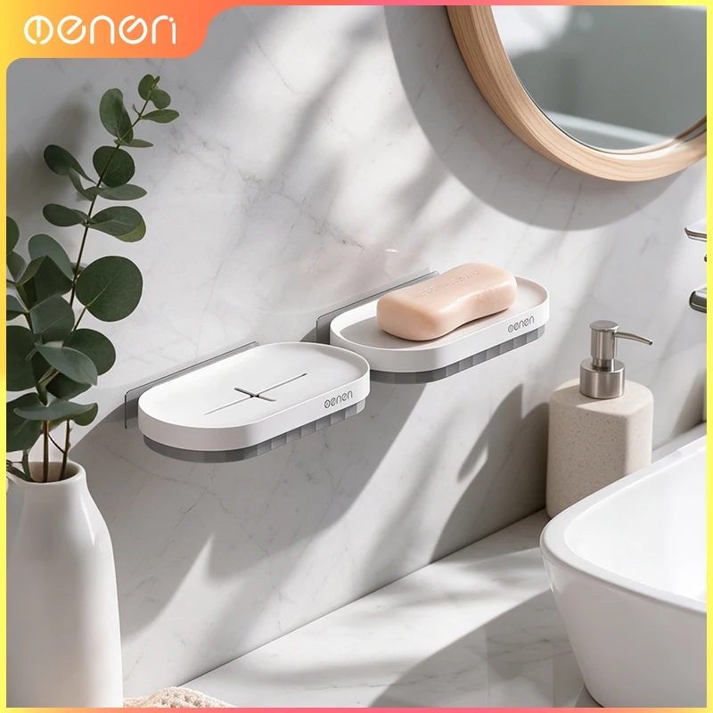 Wall Mounted Soap Dish With Drainage Hole Self Adhesive Soap Holder For Bathroom Shower Kitchen Countertop