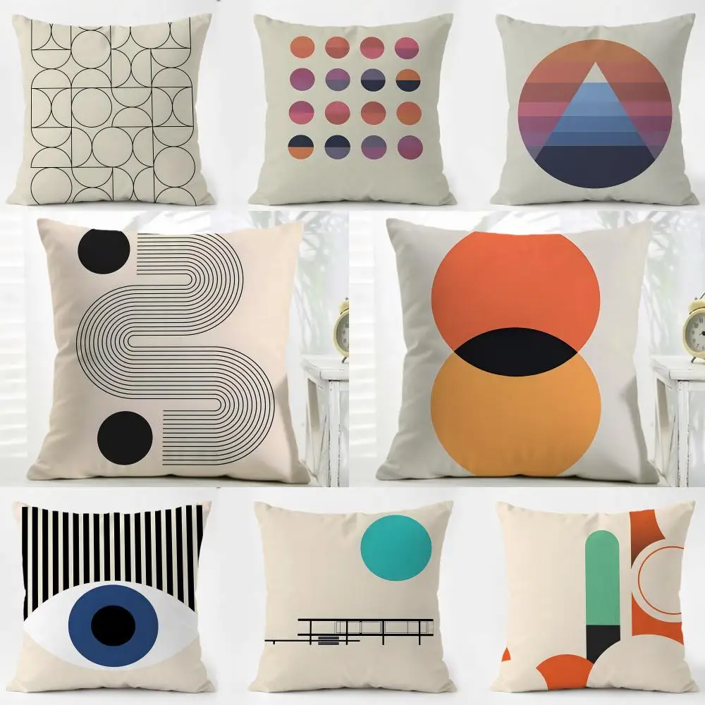 Minimalist Black and White Modern Art Style Cushion Cover Iceland Washable Linen Soft  for Daily Sofa Bed Home Room Decor