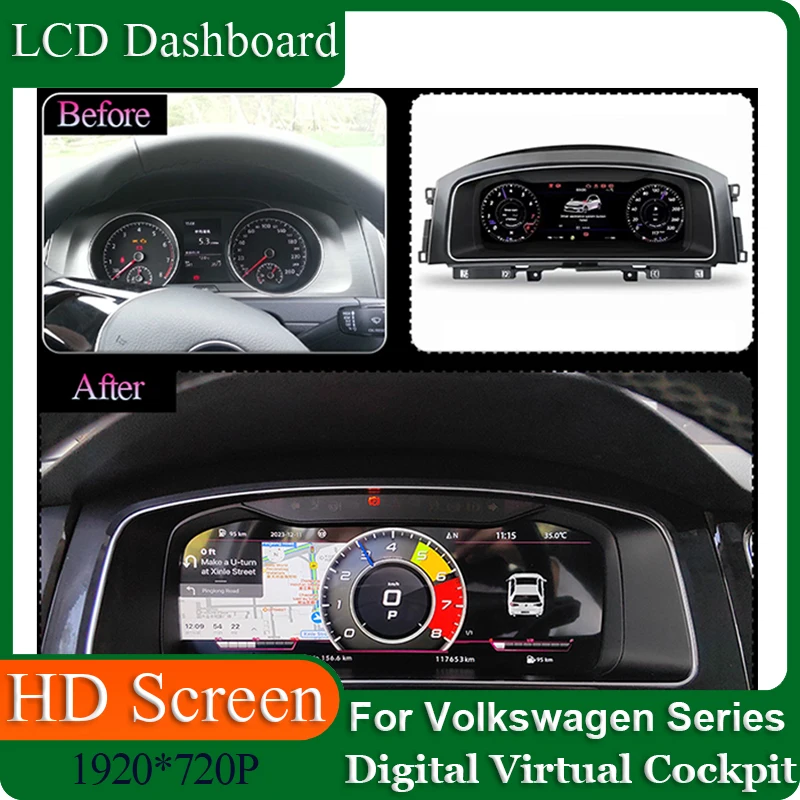 Digital Dashboard Panel For VW Golf 7 Golf 6 GTI Passat B8 B7 B6 CC Scirocco LCD Speedometer Virtual Instrument Cluster CockPit