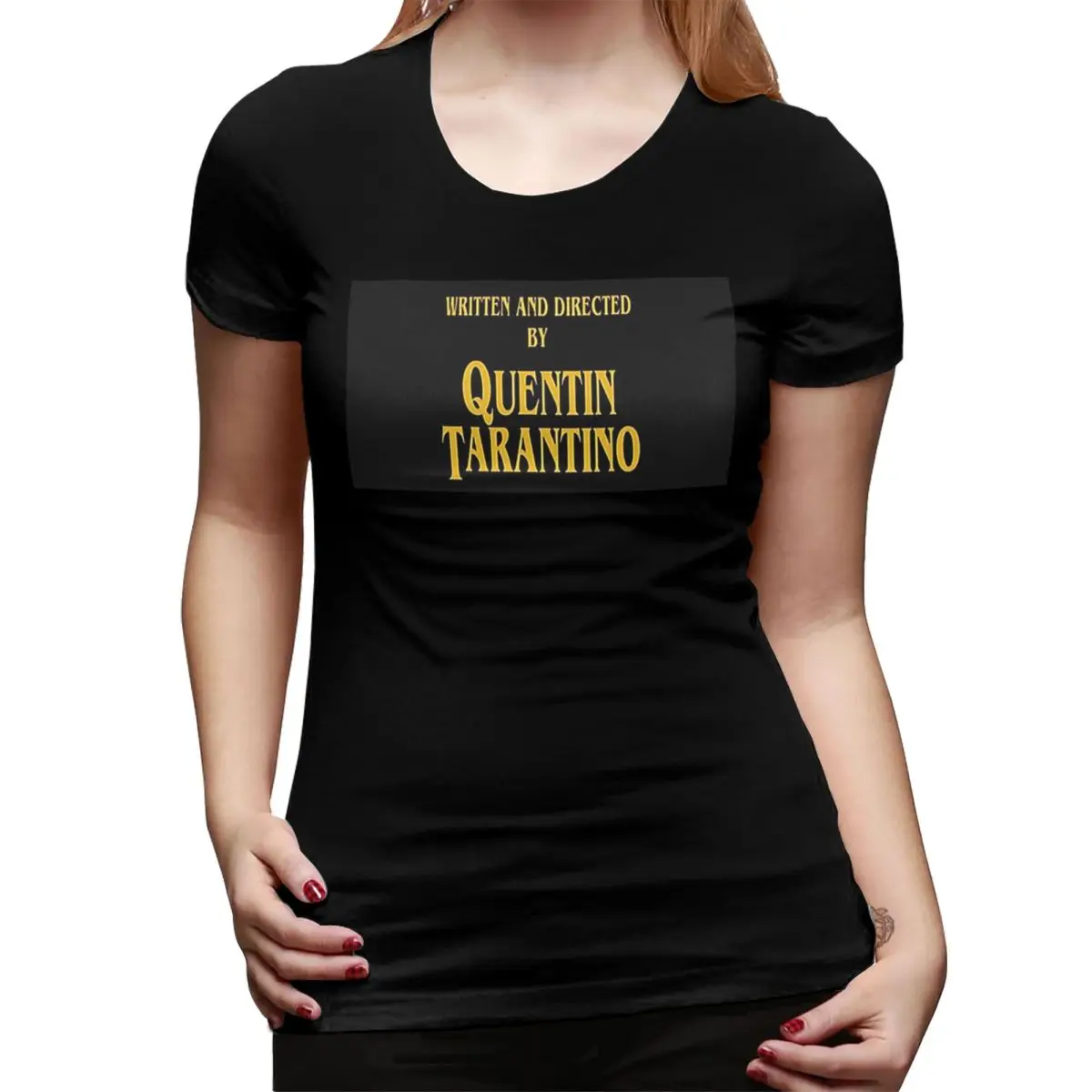 written-and-directed-by-quentin-tarantino-t-shirt-for-women-crew-neck-streetwear-t-shirts-women's-tees-short-summer-clothes-tops