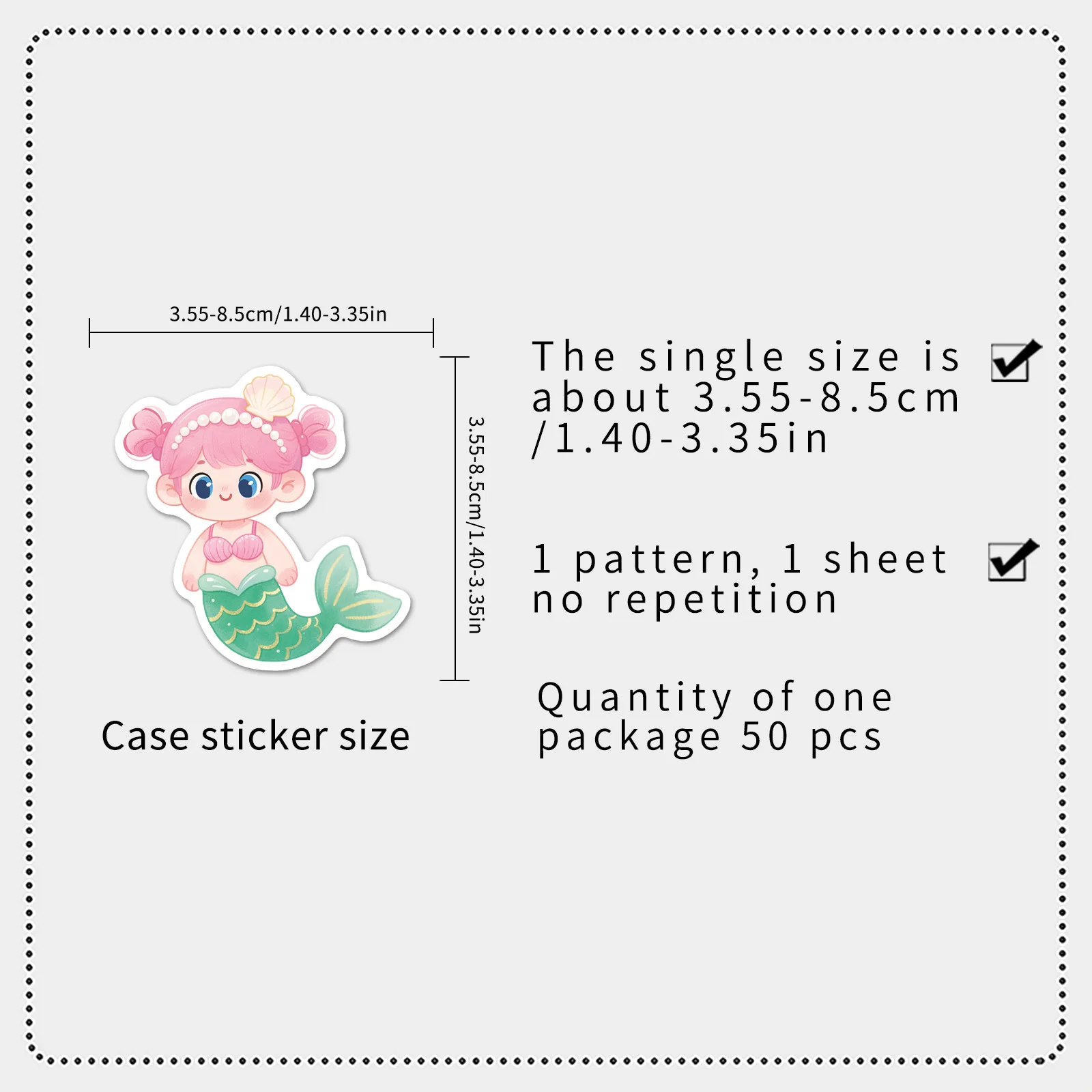 50 Pcs Mermaid Graffiti Stickers Cartoon Cute Fairy Tale Waterproof Vinyl Decals for Phone Stationery Notebook