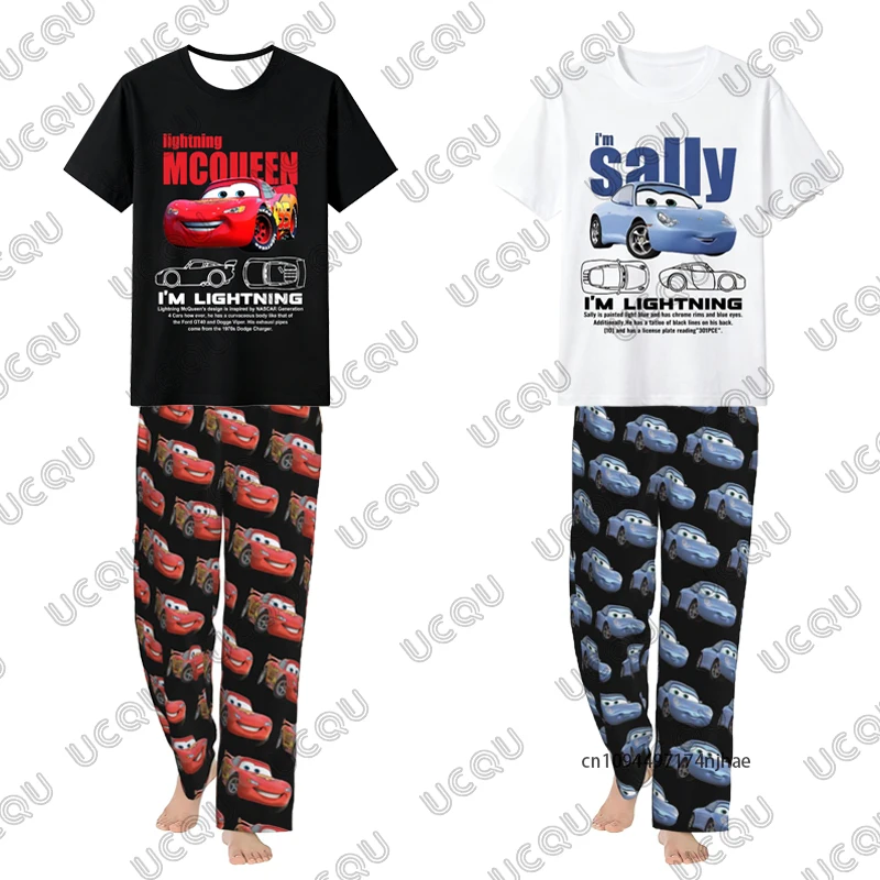 

Lightning Mcqueen & Sally Print Men's Tracksuit T-shirt+Pajamas Pants Sets Couple Casual Suit Sally & Mcqueen 2 Piece Outfits