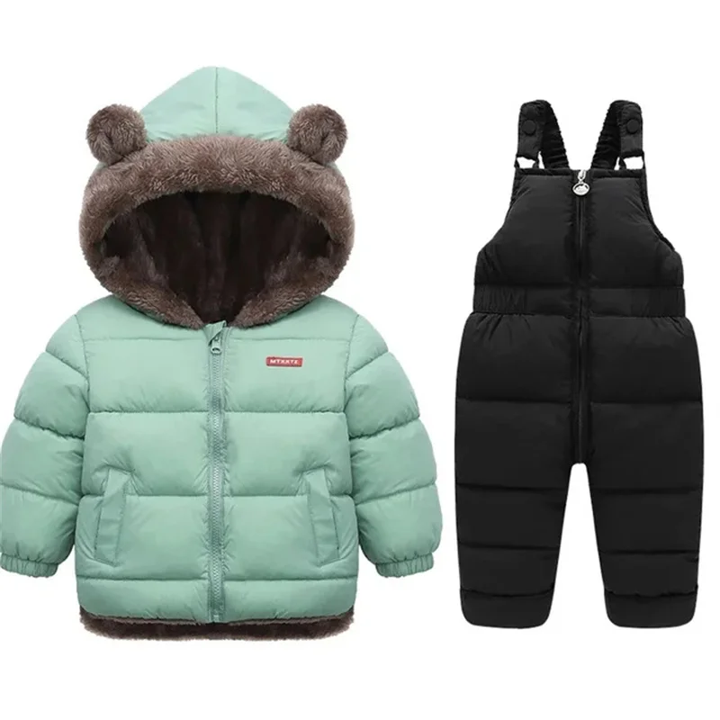 2024 Winter Children Clothing Sets Lamb Fleece Coats Down Pants Baby Thicken Warm 2Pcs New Boys Girls Fashion Casual Jackets