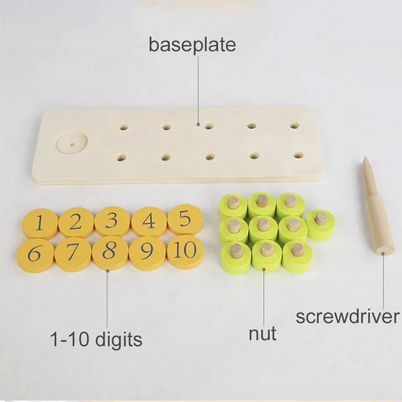 子供のための木製のビルディングブロック,ネジナットの組み合わせ,カウントボード,モンテッソーリ数学ゲーム,子供のための教育玩具,分解