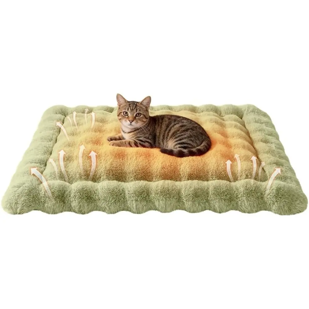 

Плюшевая самонагревающаяся лежанка для кошек с противоскользящим основанием, моющаяся, 23x15 дюймов, зеленая