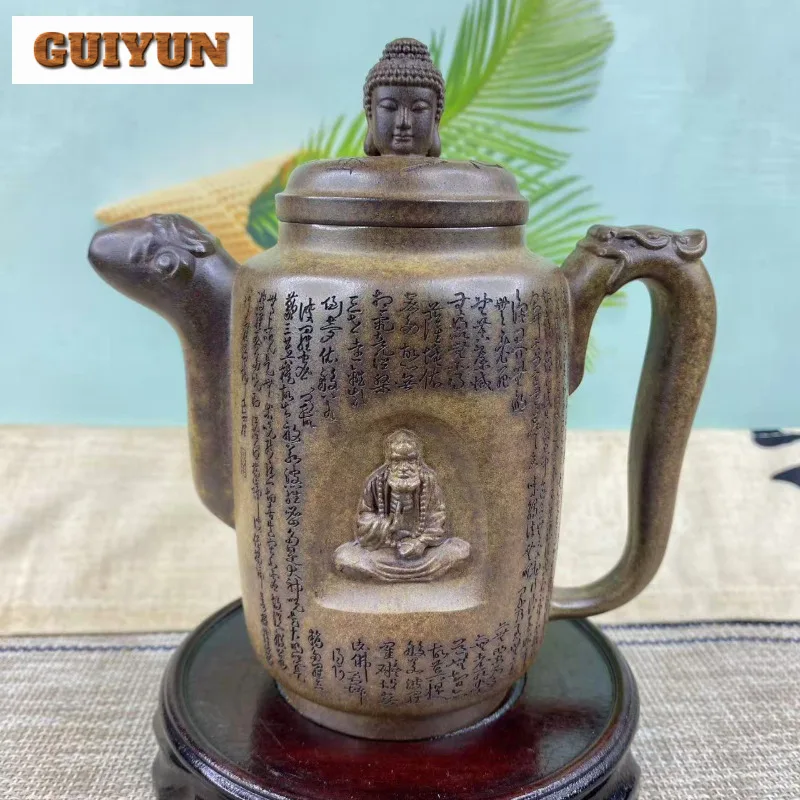 

380ml Antique Yixing Purple Clay Teapots Handmade Pot Raw Ore The Keel Gold Sand Mud Kettle With Infuser Chinese Zisha Tea Set