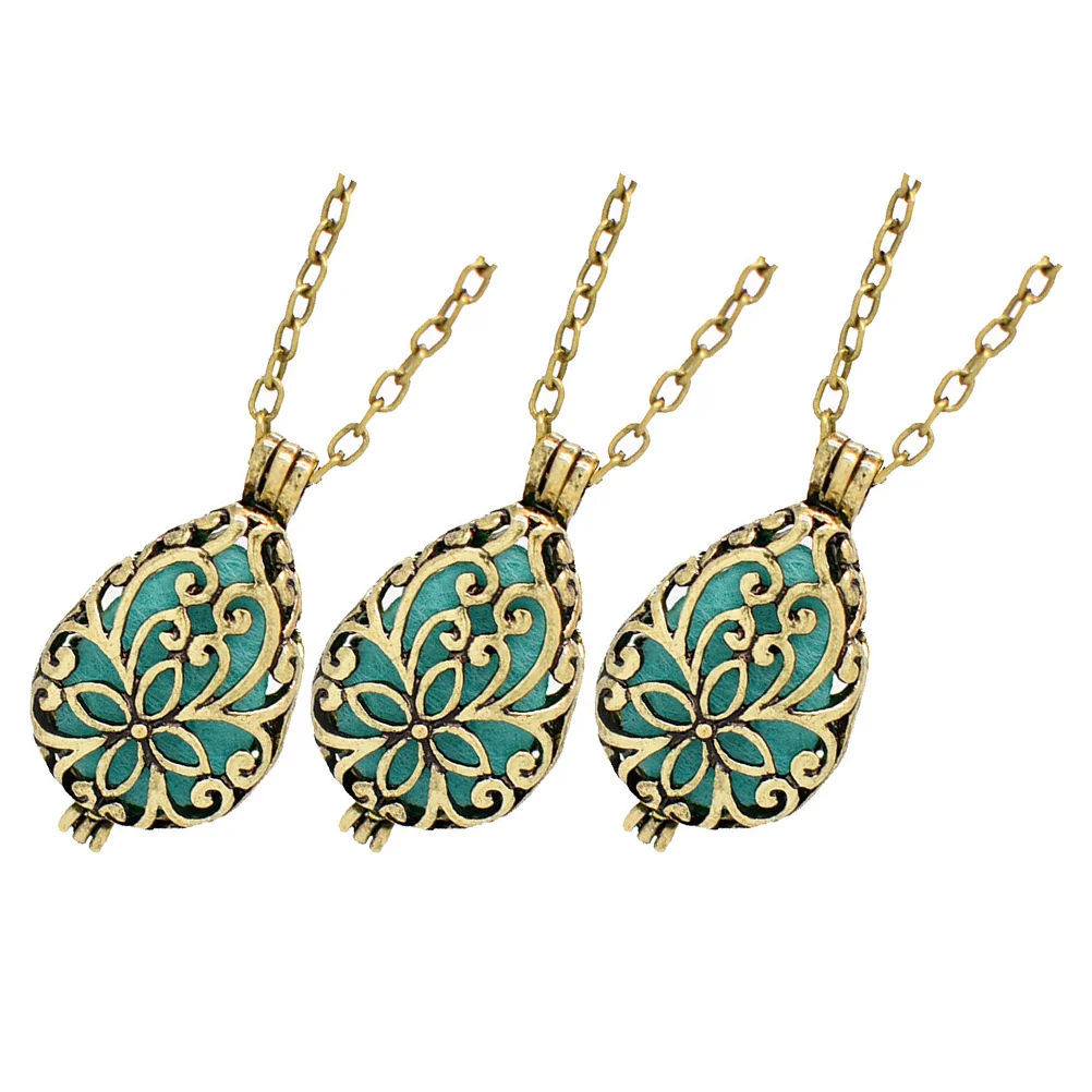 3 szt. Naszyjnik do aromaterapii prezent festiwalowy damski Choker na łańcuszek ze stopu sweter starożytny brąz długie damskie naszyjniki