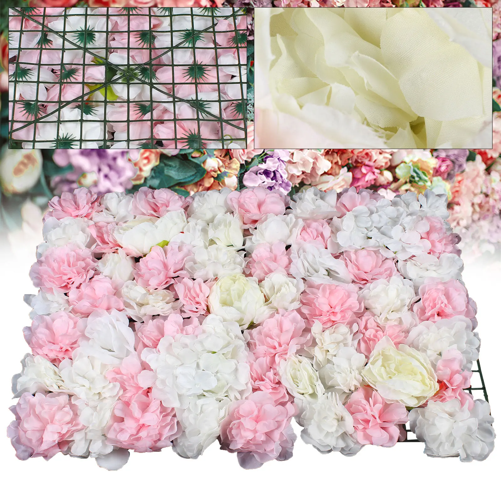 

6pcs Plant Flower Wall White Peony Roses+Dali+Hydrangea Flower Wall Garden Decoration Artificial Flowers