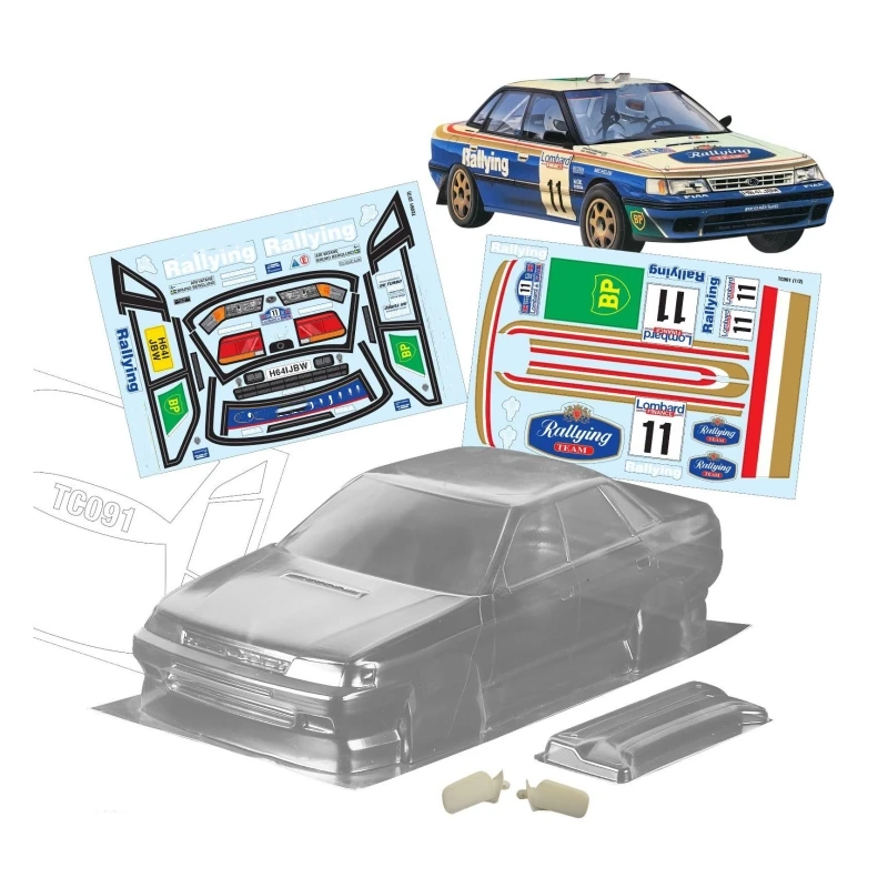 TC091 1/10 Legacy Rc Rally Car Toys 190mm Clear Body Shell With Tail Wing, 3D Rearview Mirror + Logo Sticker Decals