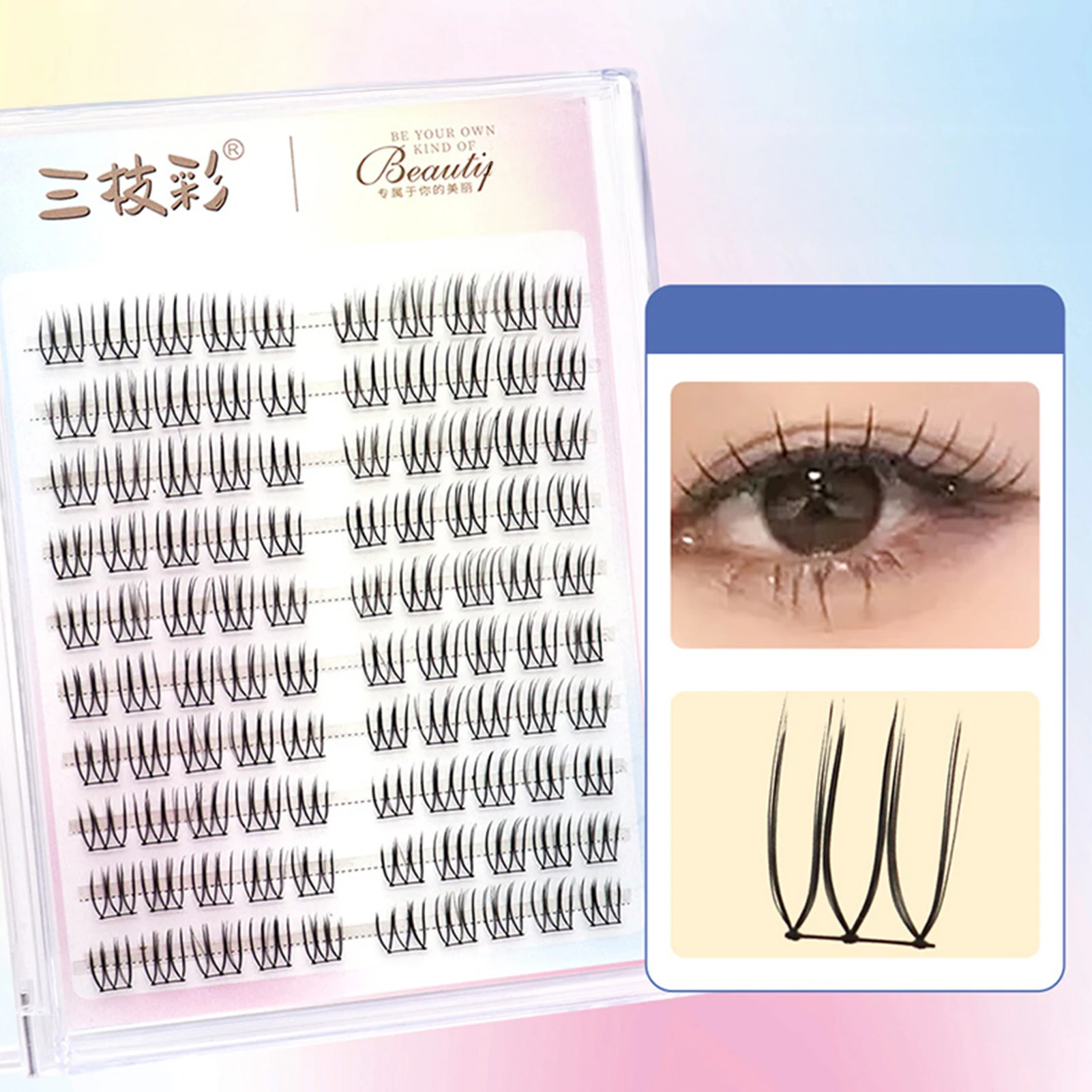 Natürliche lange Wimperncluster, koreanischer segmentierter Mädchengruppenstil, realistische Wimpern, 1 Box, C-Locke, 7–13 mm, tägliche falsche Wimpern