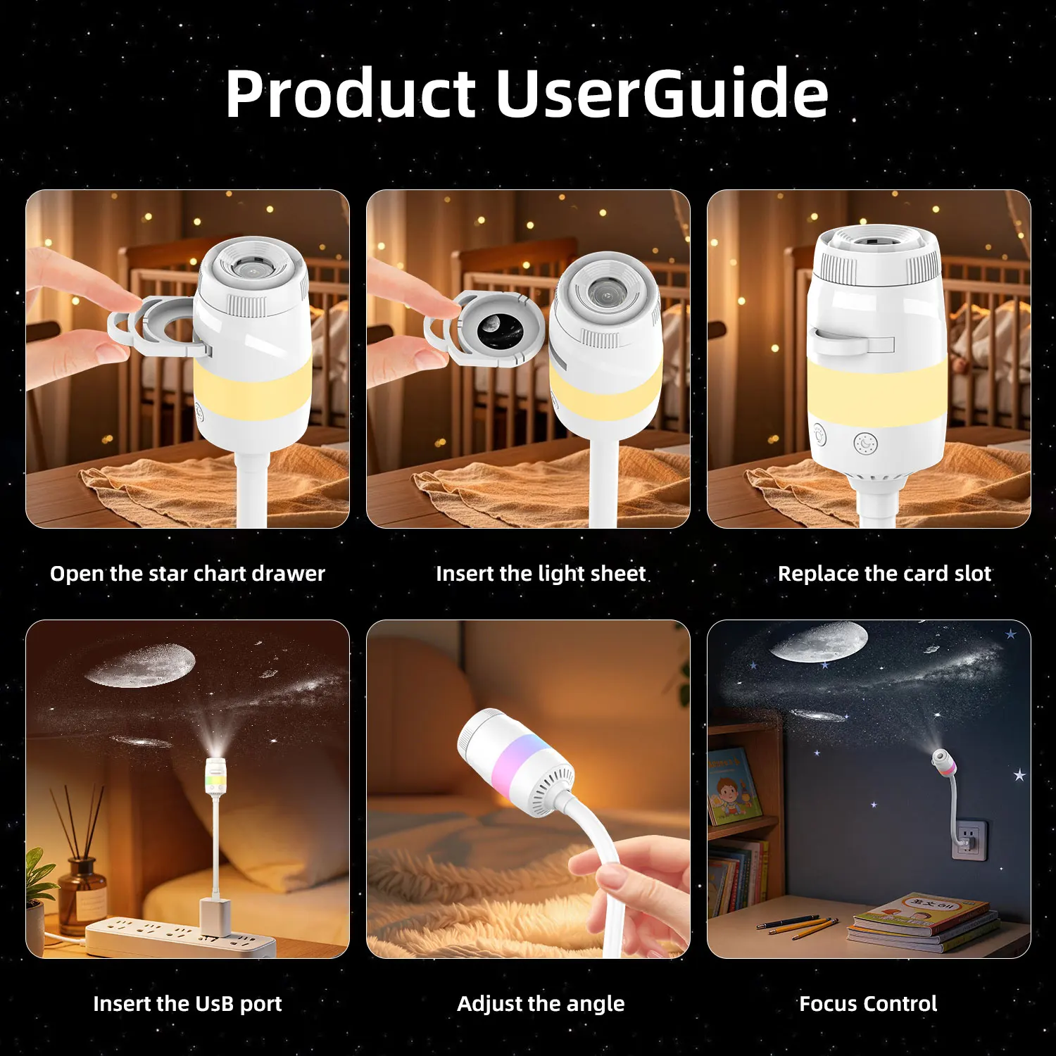New Atmosphere Projection 2-in-1USB Light Car Ambient Light Large Range Projection Multiple Scenes Adjustable Focus Distance Nig view 6