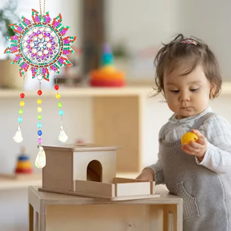 Diamante Imagem Suncatcher para Crianças, Pendant Craft Set, Wind Play Kit, DIY, 5D