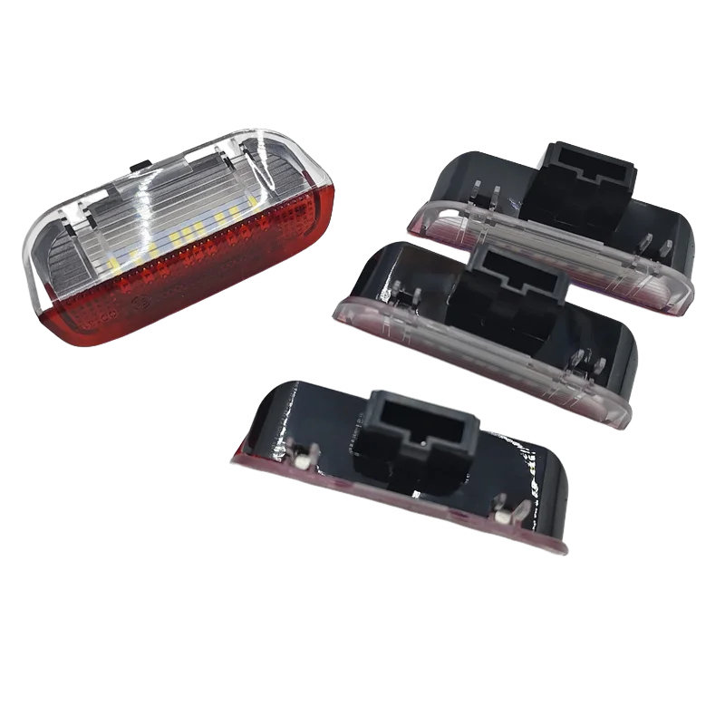 4x صالح لشركة فولكس فاجن باسات B6 B7 CC جولف 6 7 جيتا MK5 MK6 تيجوان شيروكو الأحمر LED باب السيارة تحذير ضوء ضوء الباب المجاملة #3