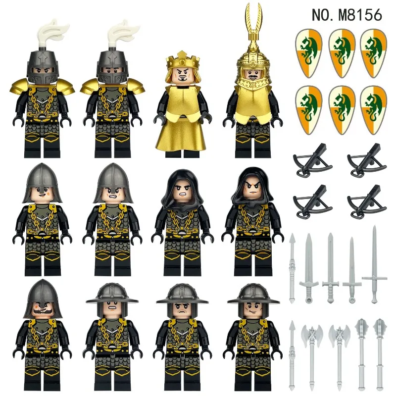 

Meigao Green Dragon Cavalry Soldier M8156 Shield Bow and arrow building block Small particle toys Cross-border wholesale