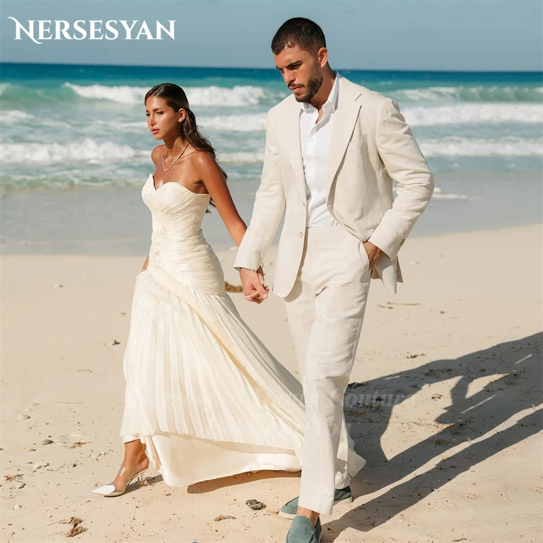 

Nersesyan Elegant Mermaid Formal Evening Dresses Off Shoulder Pleated Prom Dress Backless Arabia Wedding Party Gowns Customized