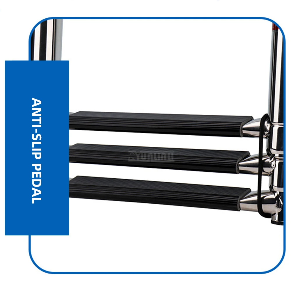 Boat Stainless Steel Ladder, Gangway Ladder, Telescopic Three-section, Arched Anti-slip, Cross-border E-commerce Marine Hardware