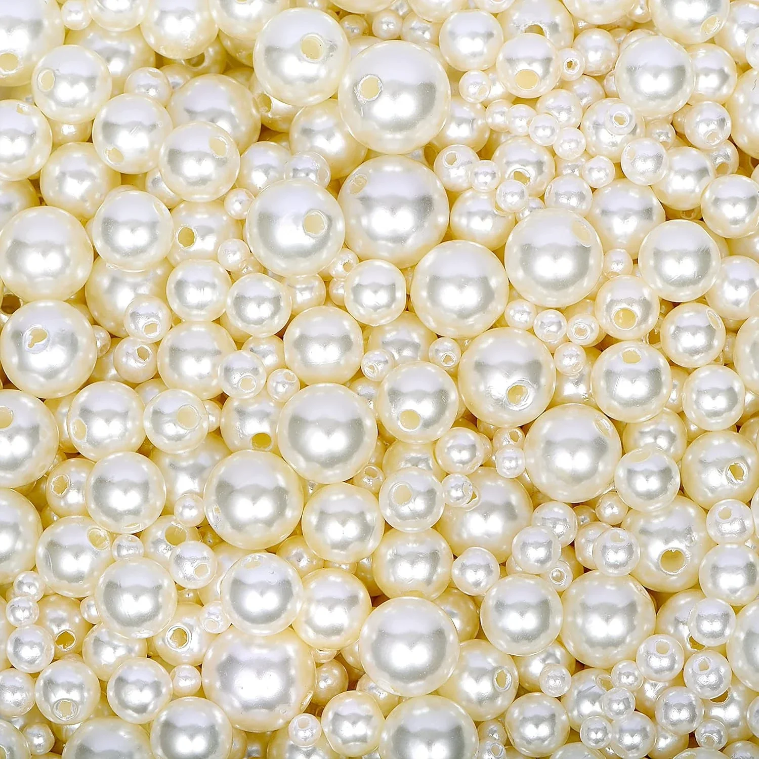 1825pcs Pearl Beads for Jewelry Making  Crafts with Hole Faux Pearls 6 Sizes Mixed 4mm 6mm 8mm 10mm 12mm 14mm for DIY Necklace