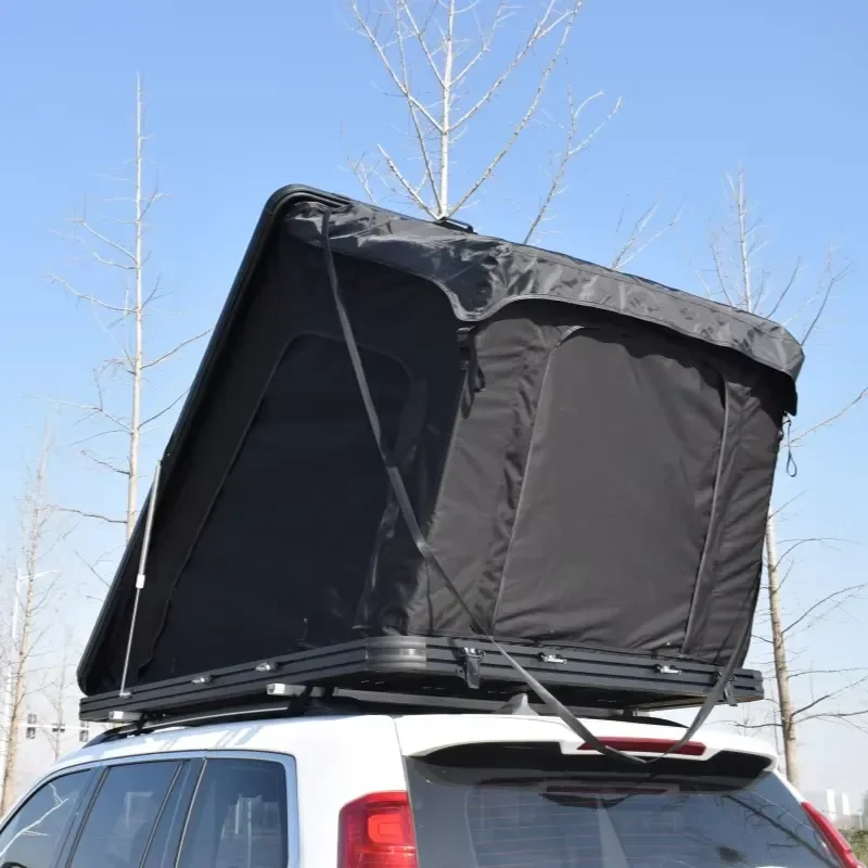 Factory Direct Outdoor Camping Gear Black Canvas Aluminum Tentbox Hard Shell Rooftop Tent Car Roof Tent