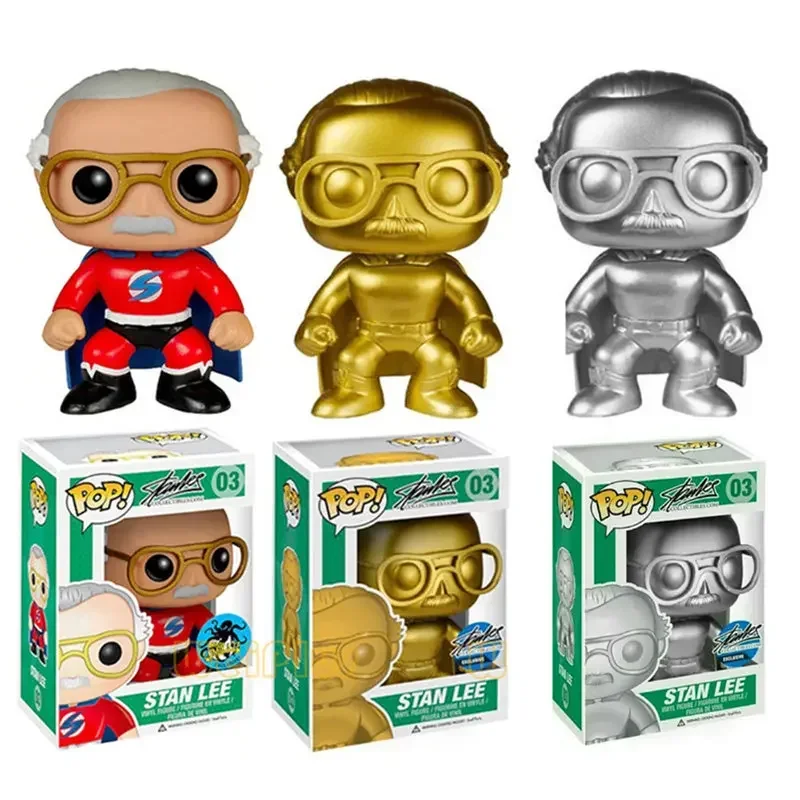 Figura Vinilo FUNKO POP Stan # 02 # 04 03 #   Lee Convention Exclusiva Muñeca Modelo Oro Plata Edición Limitada 519 #   Colección de juguetes