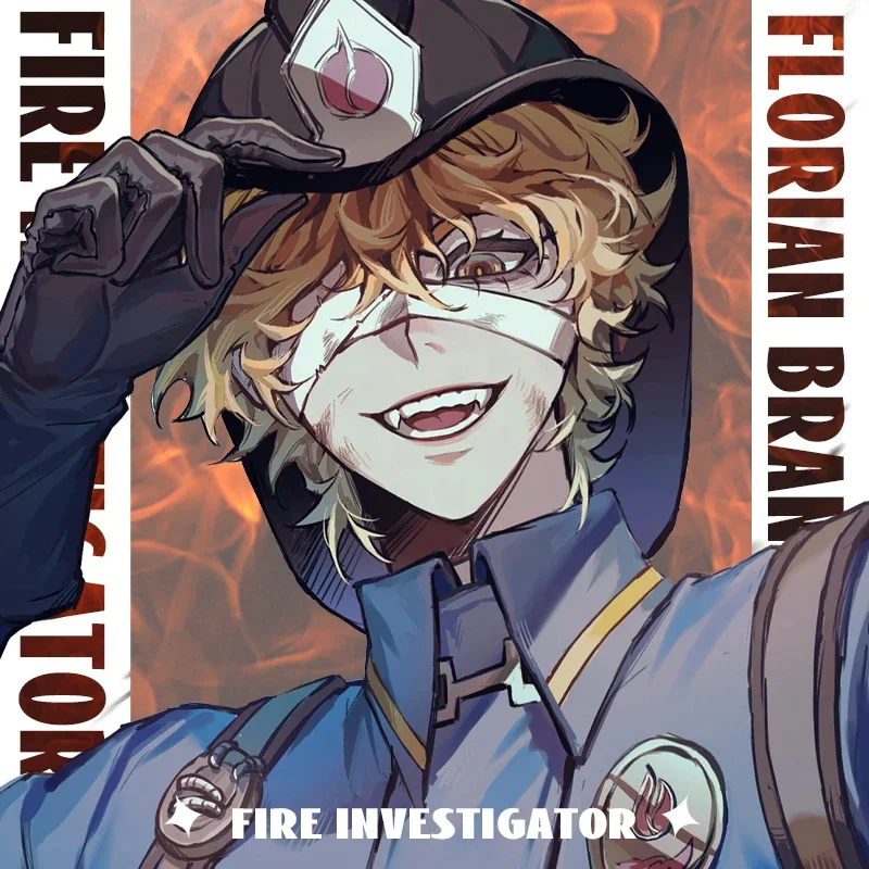 Anime Identity Ⅴ Florian Brand Fire Investigator Cosplay Flame Laser Ticket Postcard Badge Game  Ambitus