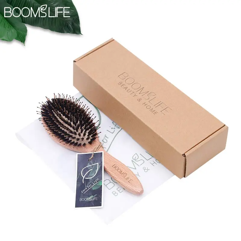 Cepillo Pelo Boar Bristle Hair Brush Detangling Comb OAK Wood Hair Brush Airbag Brush No Tangled Women Hair Brush Barber Comb