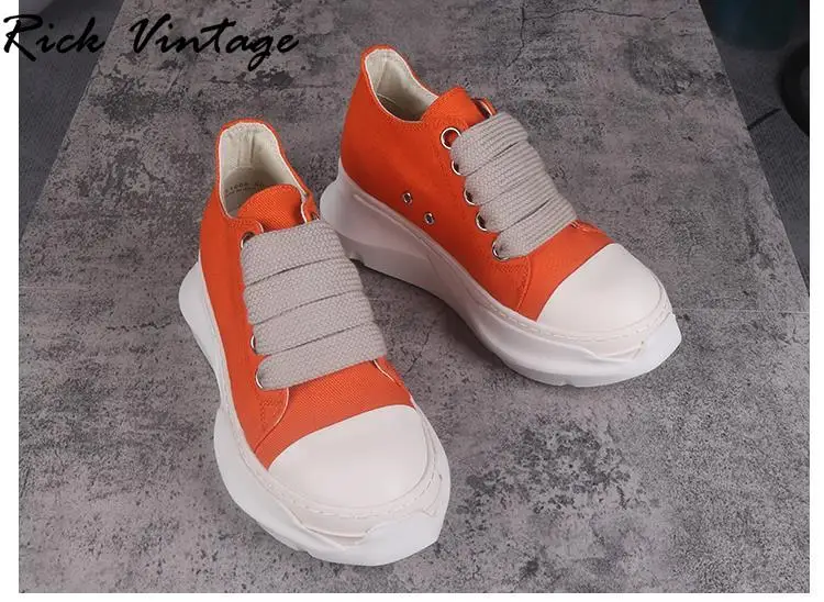 Rick Vintage buty główna ulica dla mężczyzn moda nowa platforma trampki kobiety oryginalne buty designerski płócienny grube sznurowadła Sneaker