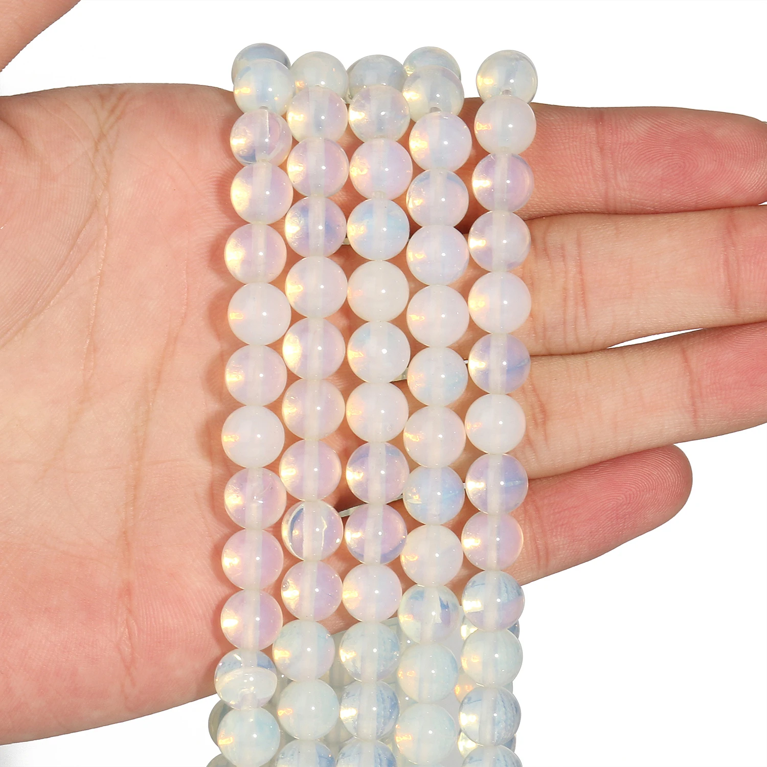 Großhandel Weiße Opalsteinperlen 4mm 6mm 8mm 10mm 12mm Runde Lose Perlen für Schmuckherstellung DIY Armband Zubehör – Detail 6