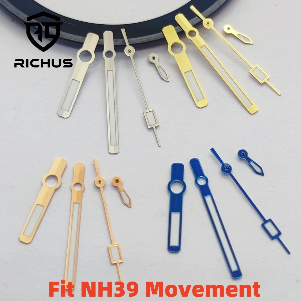 RICHUS NH39 Watch Hands Silver Watch Hands Green Luminous Fit NH39 Movement Watch Accessories