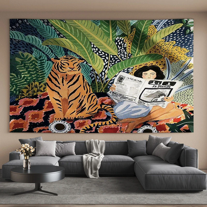 VIKAMA Leopard Tiger Jungle Wall Tapestry Aesthetic Boho Home Decor for Living Room Bedroom Dorm Room Art Hanging Cloth Modern