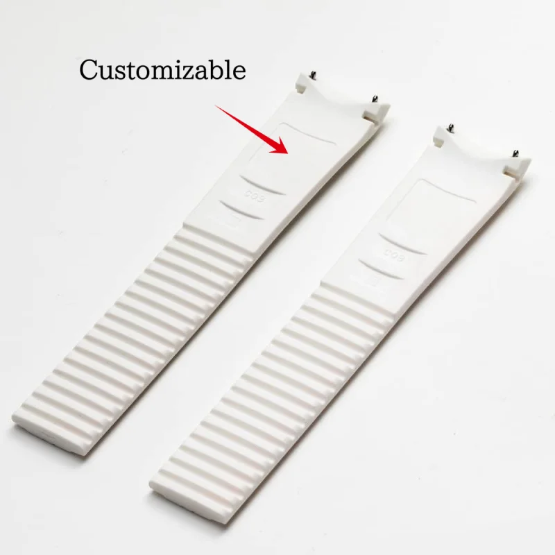 21mm Premium Soft White Rubber Watch Strap for Patek Philippe Aquanaut 5968A-001 OEM-Fit Sport Replacement Band with Metal Pins