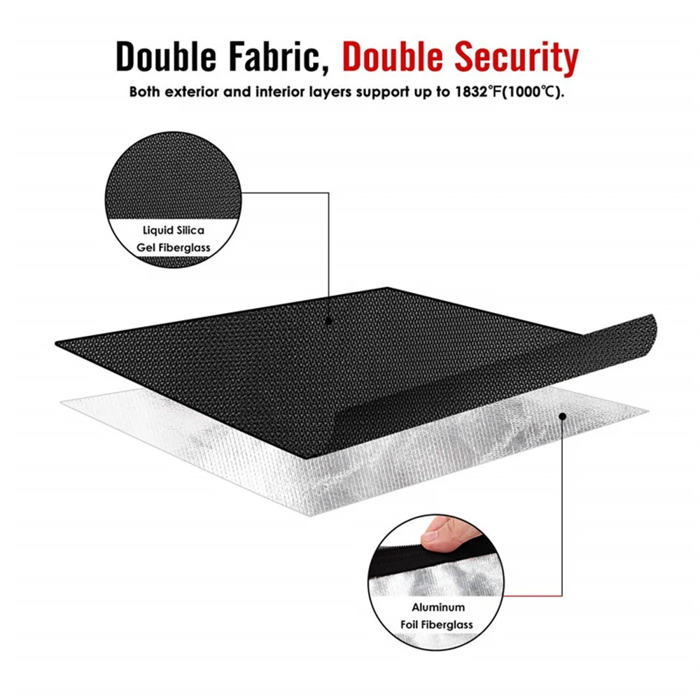 A74E-Portable Fireproof Waterproof Document Envelope File Folder Cash Pouch Fireproof Money Bag Lipo Safe Bag