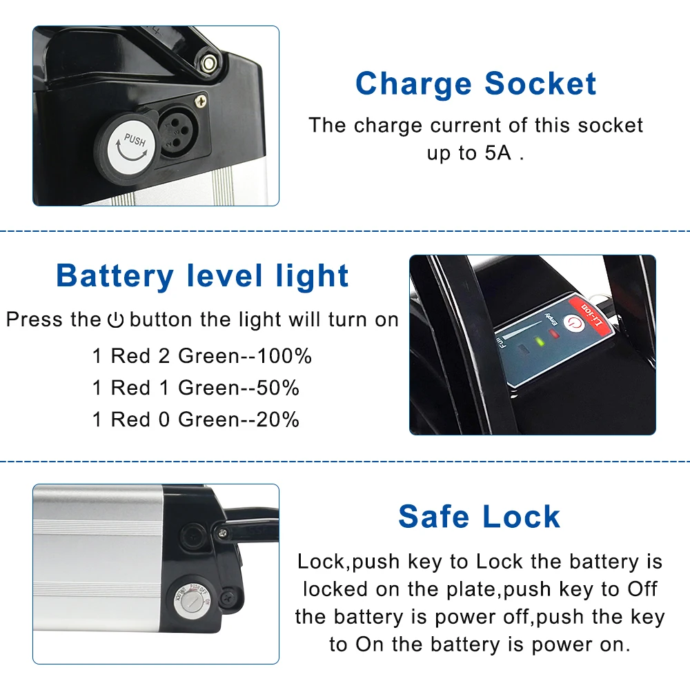 36V 48V Folding Electric Bike Battery Bottom Discharge 10Ah 15Ah 13Ah For JINGHMA  Janobike  Foldable eBike Lithium Battery Akku