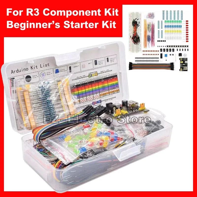 Coresma 830 peças componentes eletrônicos capacitor eletrolítico resistor led buraco kit de placa de ensaio para uno r pacote de componentes iniciante
