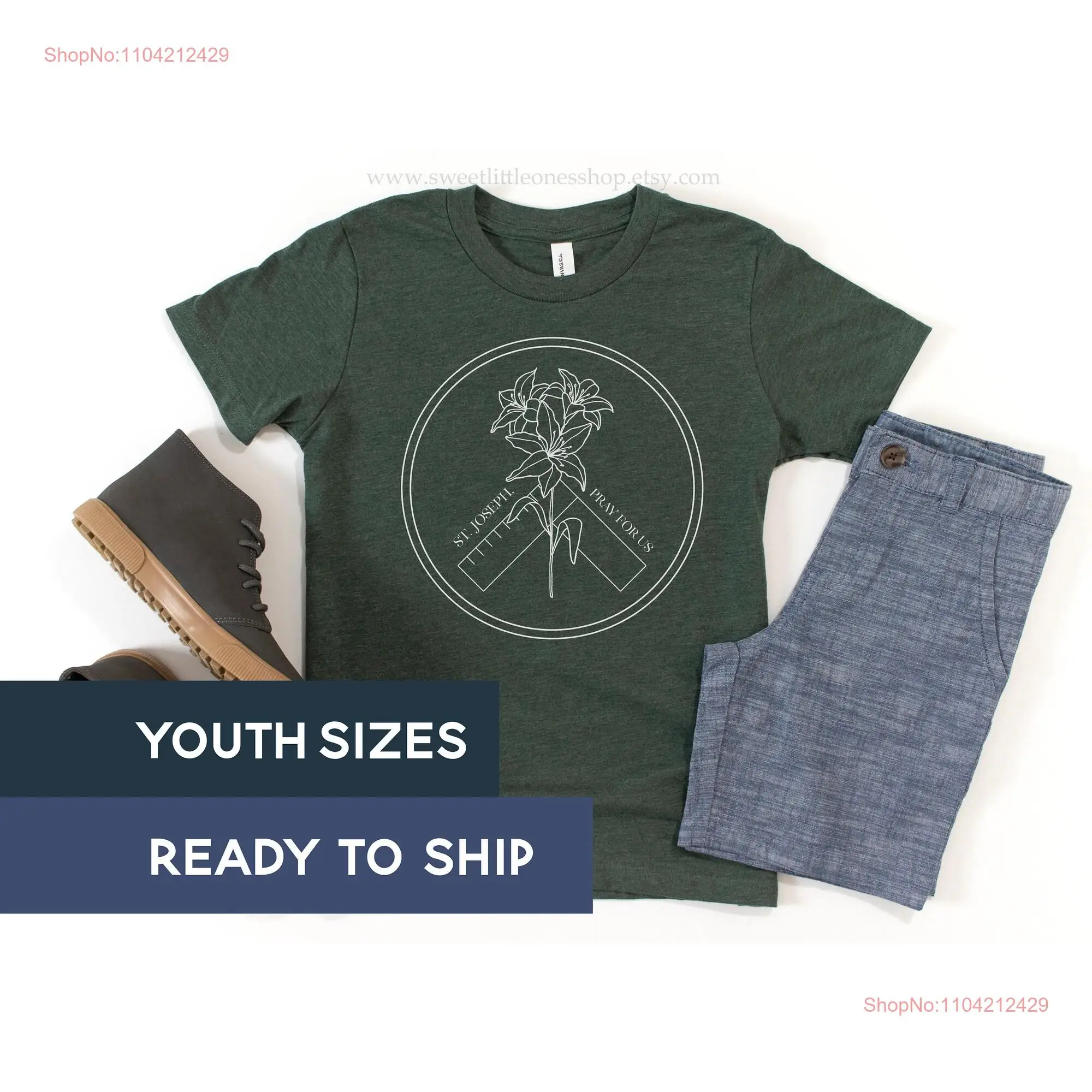 READY TO SHIP St Joseph  T shirt Sizes Youth Medium Large and Extra Final Sale long or short sleeves