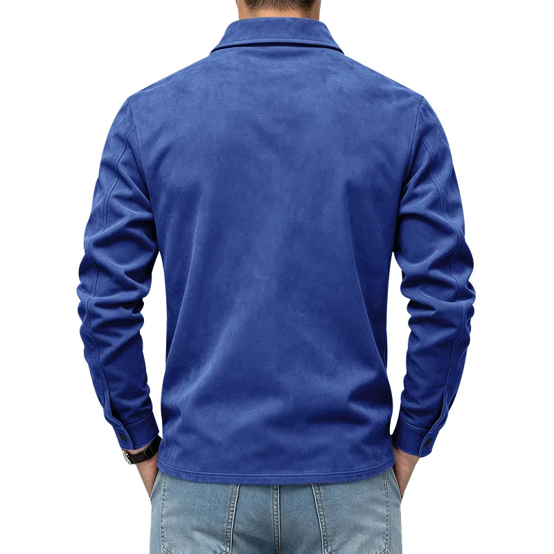 Spring Autumn Mens Heavyweight Casual Shirts Long Sleeve Loose Cargo Shirt Solid Turn Down Collar Corduroy Fashion Male Blouse
