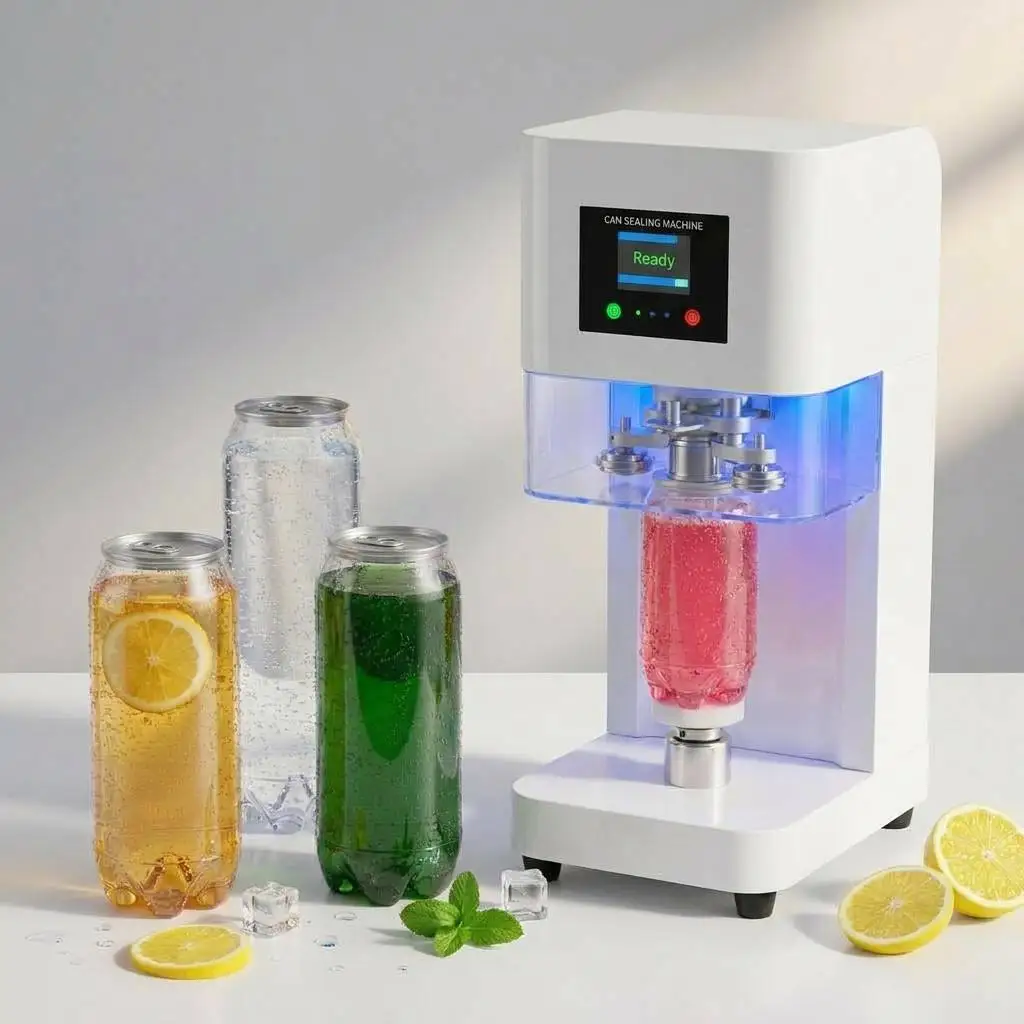 Commercial High-Speed Metal Can Sealing Machine Digital Microcomputer Panel Auto Counting PET Aluminum Cans Milk Tea