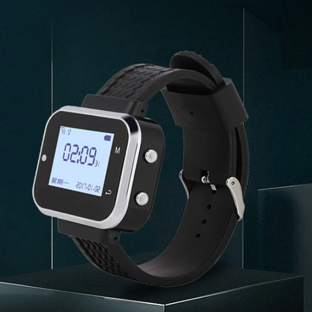 ساعة لاسلكية نظام الاتصال خدمة 3 أجهزة إرسال زر الاتصال 1 ساعة معصم النداء لمطعم فندق مقهى بار الولايات المتحدة التوصيل