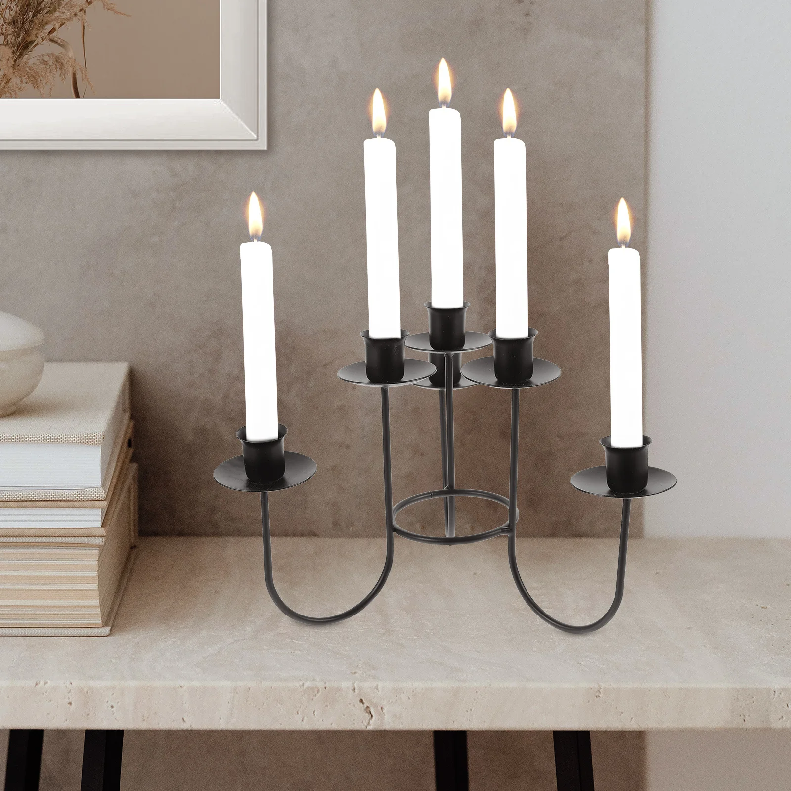 

Six-Head Iron Holder European Style Vintage Candlestick for Wedding Dining Table Decorative Stand
