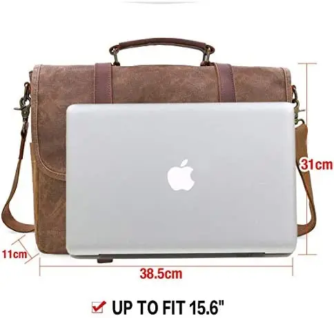 Customized Logo 15.6 Inch Waterproof Vintage Leather Briefcase Portable Sling Bag Travel Shoulder Crossbody Bag For Men