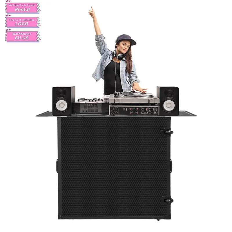 Lightweight Foldable Portable DJ Booth Black DJ Table for DJ Club Party Wedding Trade Show Table