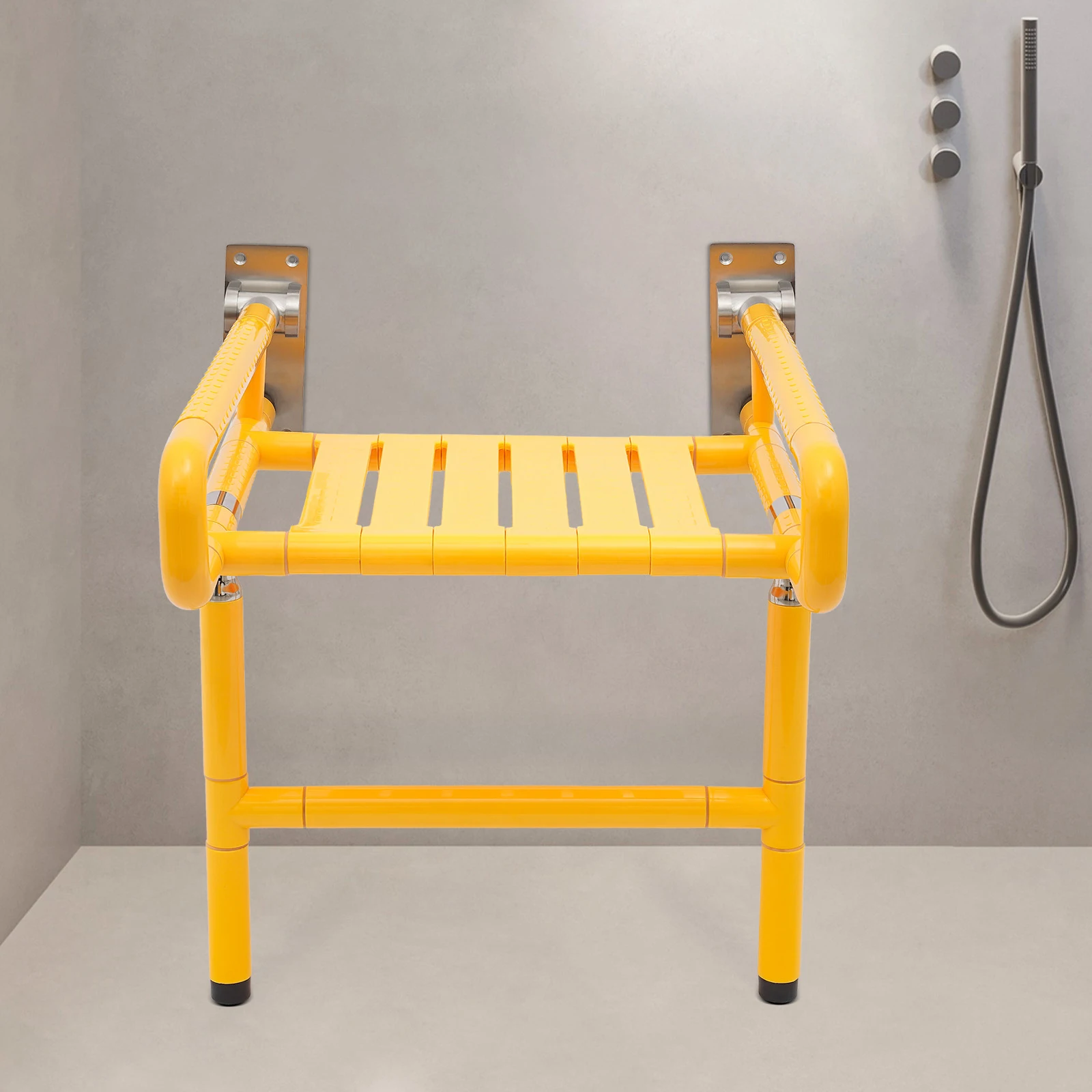 

Желтое складное настенное сиденье для душа, складной стул для душа, выдерживающий нагрузку до 200 кг, сиденье для ванной для пожилых и людей с ограниченными возможностями