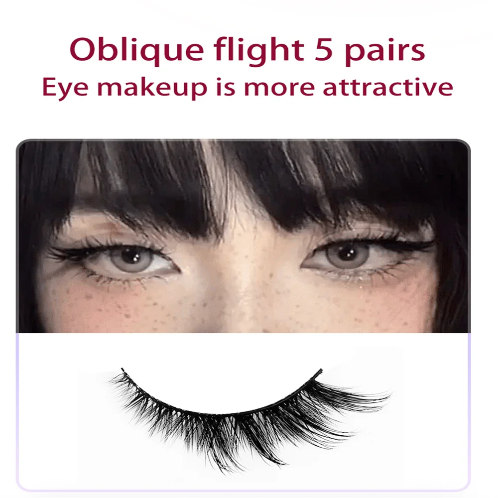 Fox-style false eyelashes one-piece curled and tilted 3D look  perfect for a stage appearance of a female group with cat-eyes