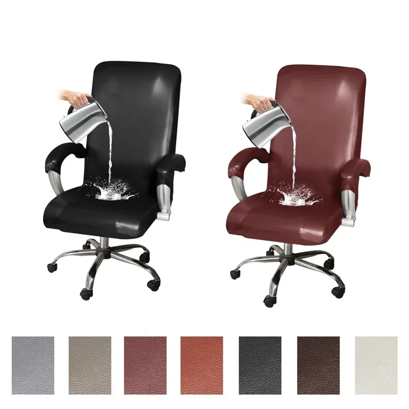 

Waterproof PU Leather Office Chair Covers Anti-dirty Rotating Stretch Computer Desk Seat Seat Cover Removable Chair Slipcover