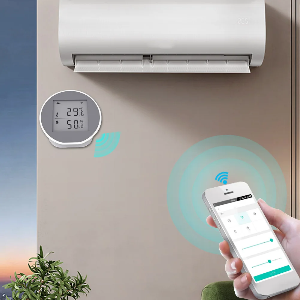 WIFI умный датчик температуры и влажности работает с Smart Life Alexa Google Home Assistant приложение уведомление оповещение