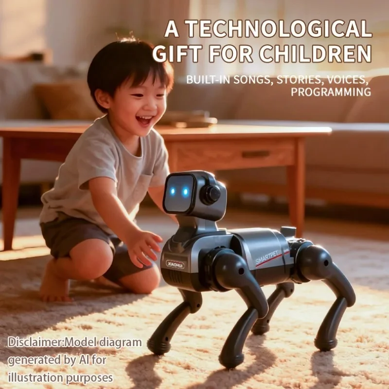 AI Intelligent RC Robot Dog Voice Recognition One-Spray Robotic Dog Electronic Pet Toys Remote Control Gifts