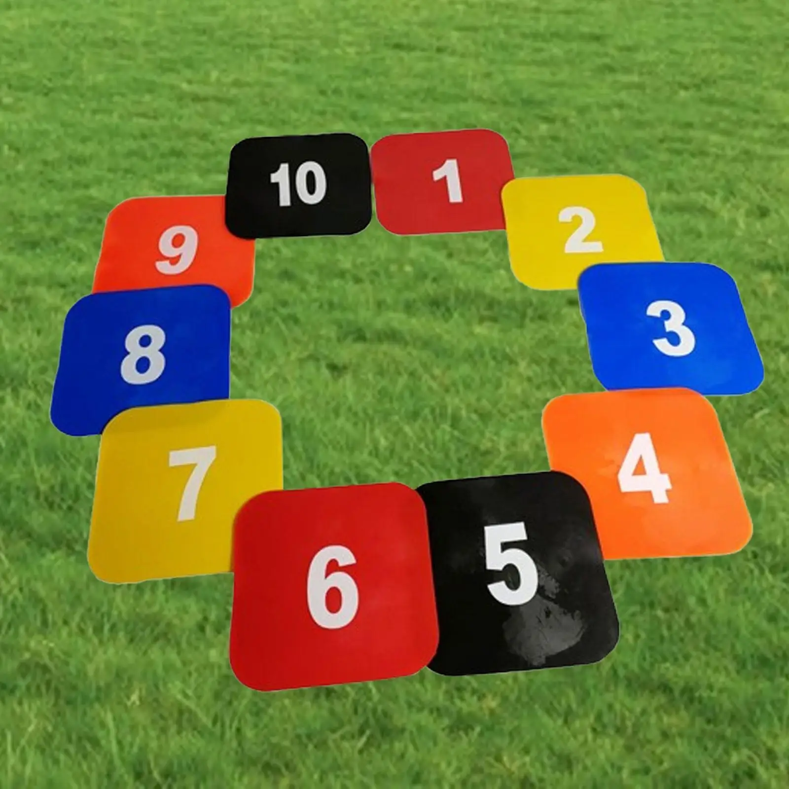 게임 잔디 체육관용 평평한 사각형 스팟 마커 미끄럼 방지 평평한 필드 콘 10개