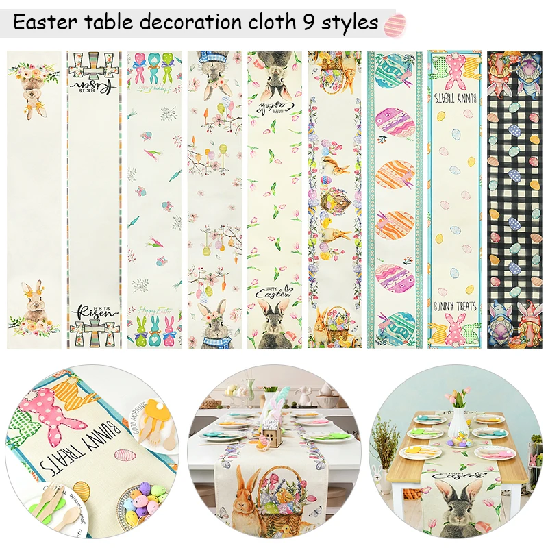 180cm Cute Rabbit Easter Table Runner Dining TableCloth Happy Easter Party Decoration Supplies  Home Favors Gift Supplies