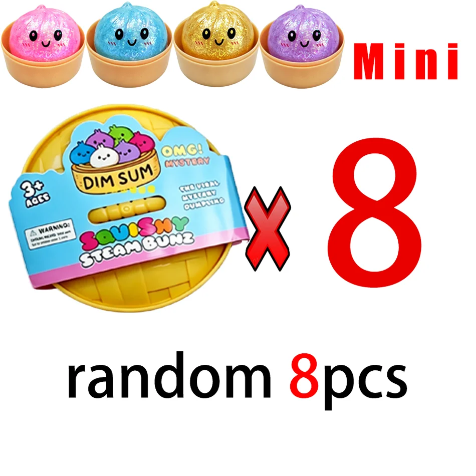 Glitzer-Dumpling-Squishy mit Box – Sensorischer Dampfkugel-Druckentlastungs-Fidget-Spielzeug aus weichem TPR-Teig für Stressabbau – Geschenk