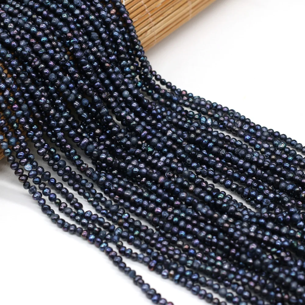 2-3mm Natural Black Freshwater Pearl Beaded Potato Shape Loose Pearl Beads Gemstones Beads for Making Jewelry Necklace Bracelets