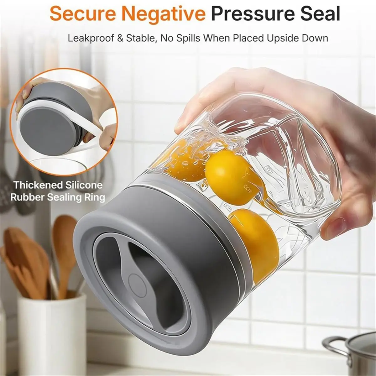Home Tool Airtight Coffee Bean Storage Container with Silicone Ring, Twist Seal Glass Storage Jars with Lids, 500ml/17oz Wide